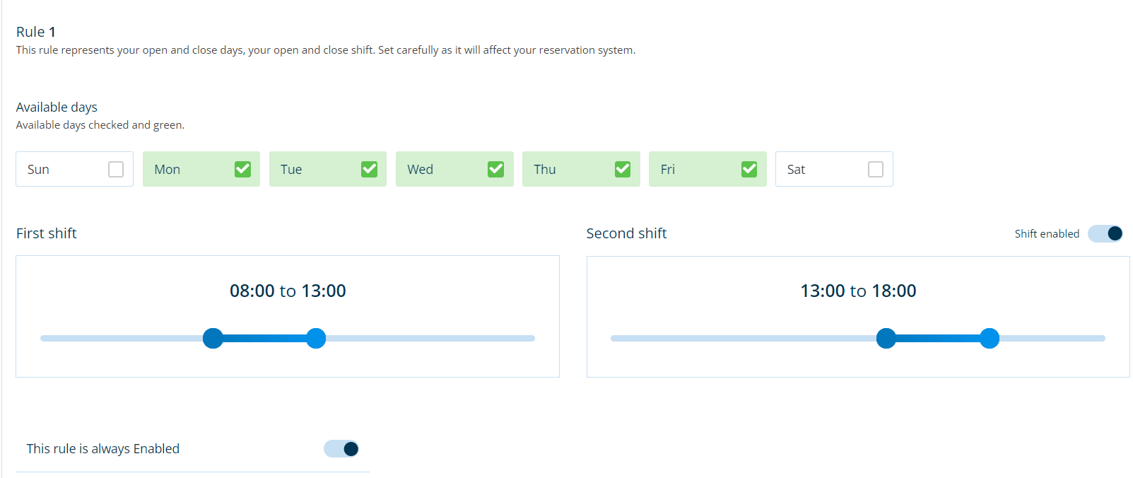 booking screen