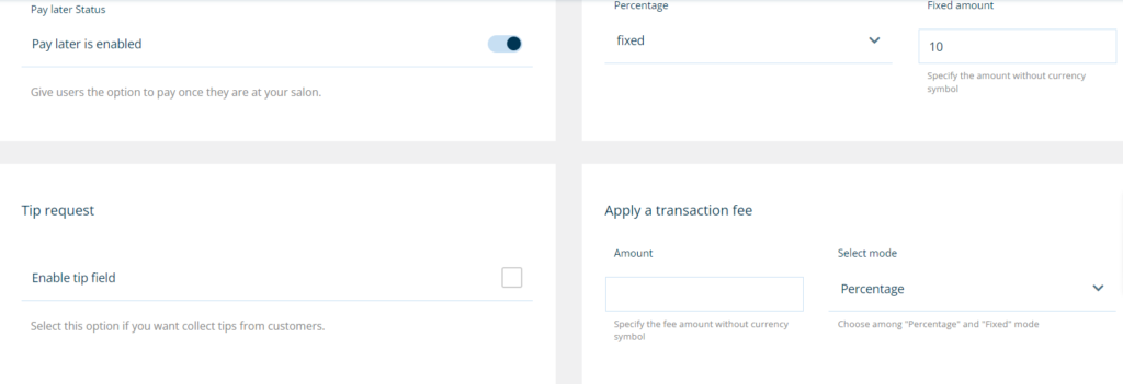 payments screen